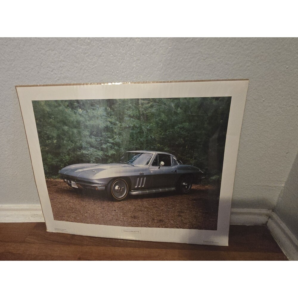 1978 POWER GRAPHIC CORP 1966 GREY CORVETTE CAR 1st EDITION SHOWROOM POSTER 16x20